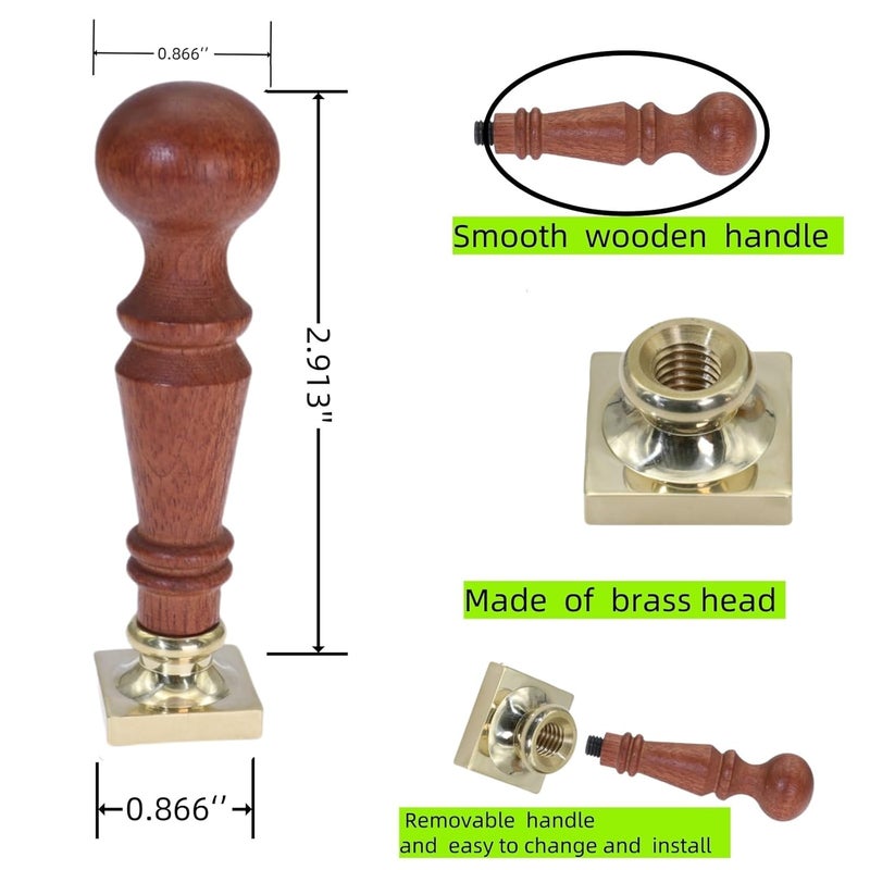 Atopbb Frame Wax Seal Stamp, 3D Embossed Frame Relief Carving Wax Sealing Stamp, Frame WaxStamp Head Wood Stamp Handle, WaxStamp for Wedding Invitations, Letter (F08) - Image 4
